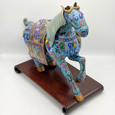 Lot 1181 - Chinese Cloissone Enamel Figure of a Horse