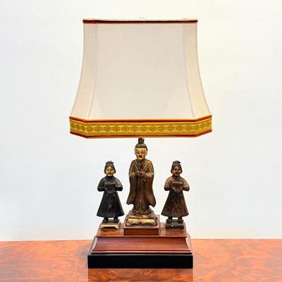Lot 1185 - Chinese Gilt Bronze Figural Table Lamp