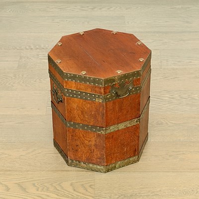 Lot 1190 - George III Style Mahogany Octagonal Brass Bound Cellarette