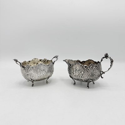 Lot 1208 - Continental 800 Quality Silver Creamer and Sugar Bowl