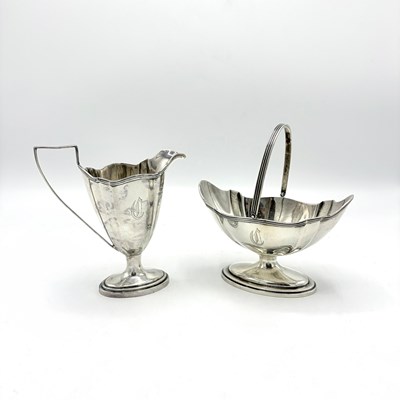Lot 1217 - Gorham Sterling Silver "Plymouth" Pattern Cream Jug and Handled Basket