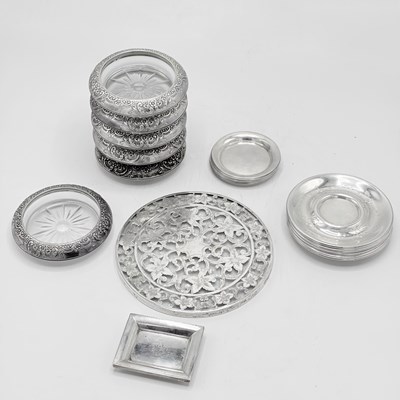 Lot 1223 - Miscellaneous Group of Sterling Silver and Cut Glass Table Articles