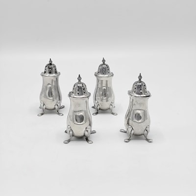 Lot 1215 - Set of Four George V Sterling Silver Salt and Pepper Shakers