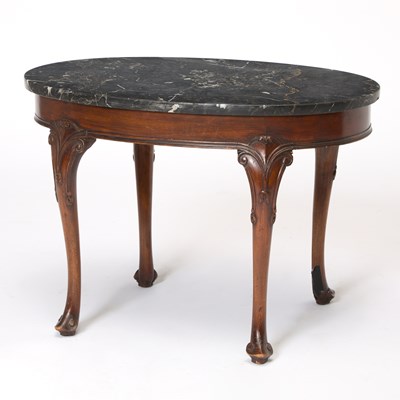 Lot 369 - Irish George II Style Mahogany and Black Marble Oval Low table