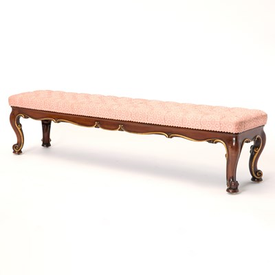 Lot 371 - George III Style Upholstered Parcel-Gilt Mahogany Bench