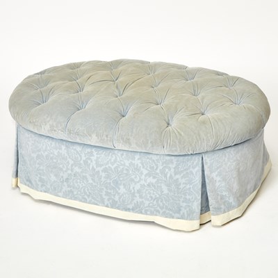 Lot 382 - Blue Tufted Upholstered Mahogany Ottoman
