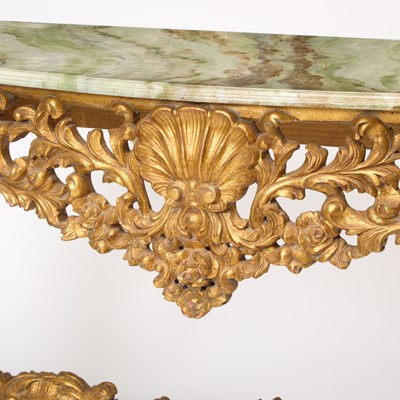 Lot 385 - Louis XV Style Faux Marble Top Giltwood Console
