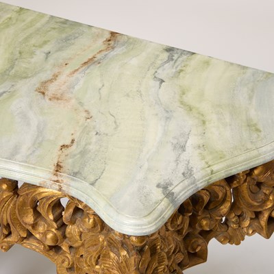Lot 385 - Louis XV Style Faux Marble Top Giltwood Console