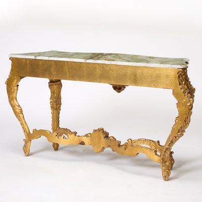 Lot 385 - Louis XV Style Faux Marble Top Giltwood Console