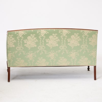 Lot 388 - Pair of Federal Style Scalamandre Upholstered Inlaid Mahogany Settees