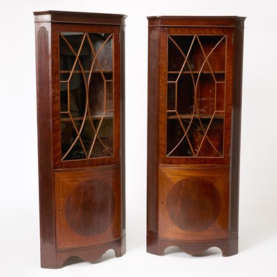 Lot 392 - Pair of George III Mahogany Corner Cabinets