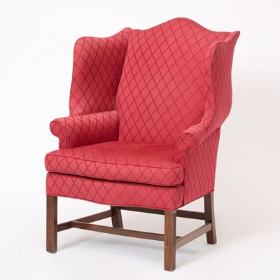 Lot 399 - Federal Style Red Upholstered Mahogany Wing Chair
