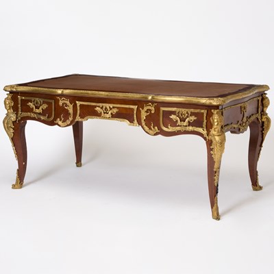 Lot 402 - Louis XV Style Gilt-Metal Mounted Tulipwood Bureau Plat