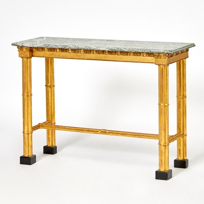 Lot 403 - Marble Top Faux Bamboo Console Table