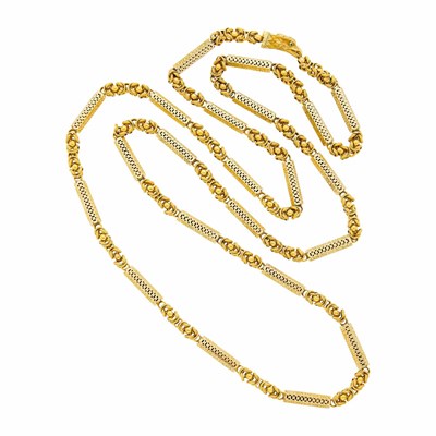 Lot 92 - Antique Long Gold Muff Chain Necklace