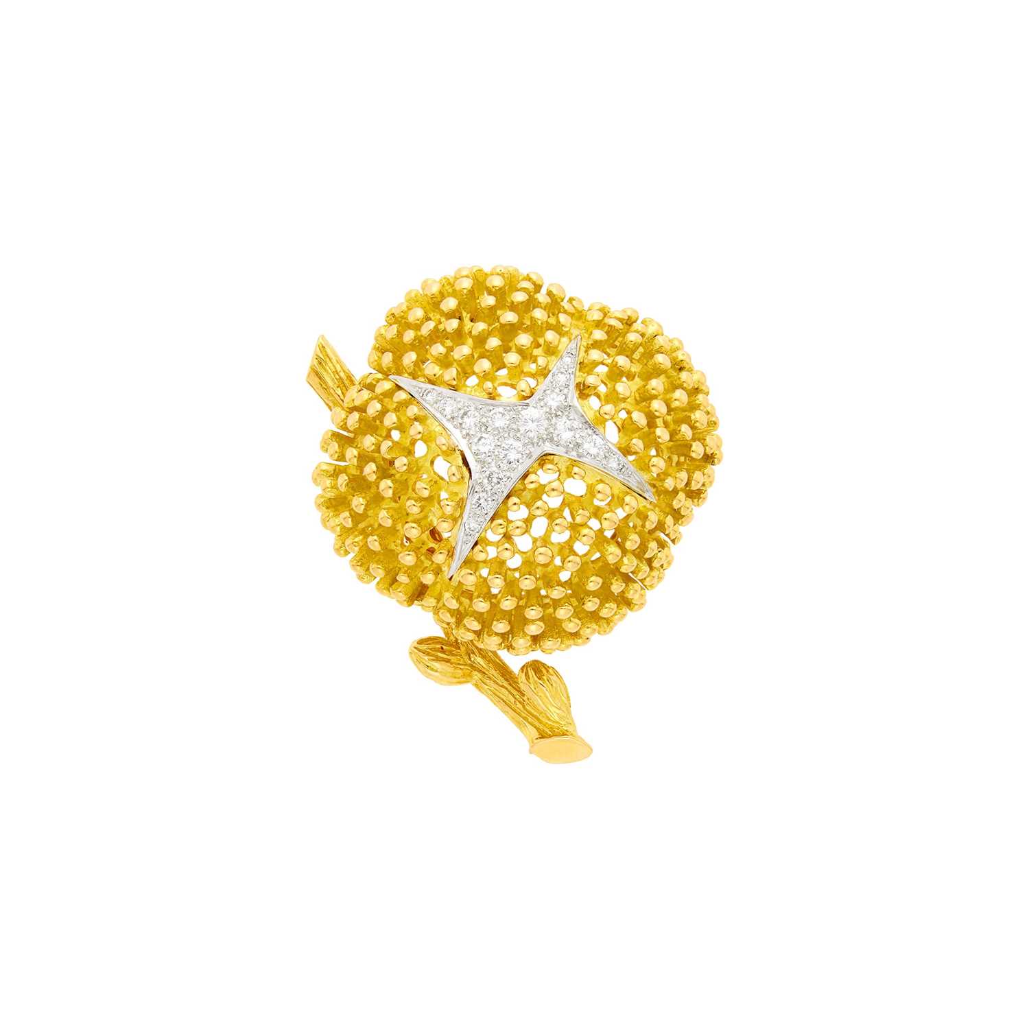 Lot 42 - Tiffany & Co., Schlumberger Gold, Platinum and Diamond Clip-Brooch, France