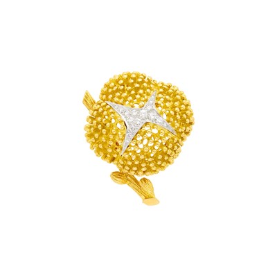 Lot 42 - Tiffany & Co., Schlumberger Gold, Platinum and Diamond Clip-Brooch, France