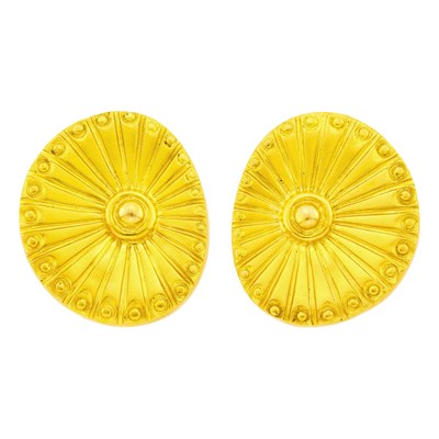 Lot 1007 - Ilias Lalaounis Pair of Gold Earlcips