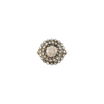Lot 1070 - Silver, Gold and Diamond Ring