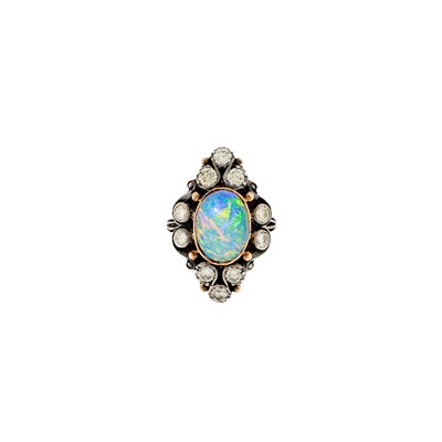Lot 2141 - Gold, Silver, Opal and Diamond Ring