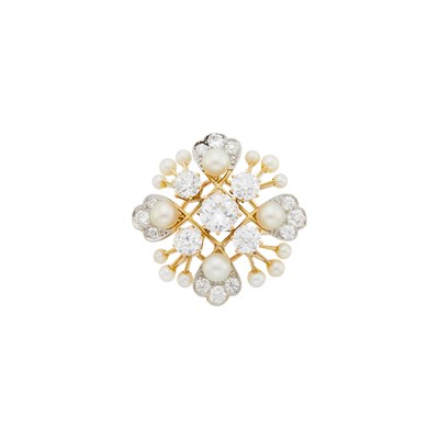 Lot 44 - Gold, Platinum, Pearl and Diamond Ring