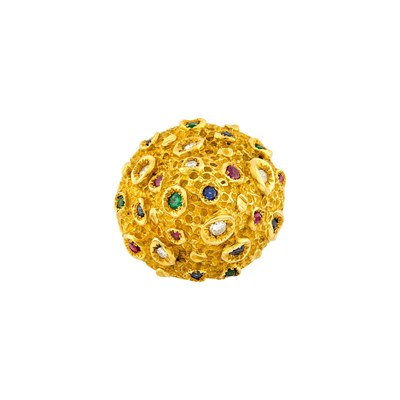 Lot 1109 - Gold, Gem-Set and Diamond Dome Ring