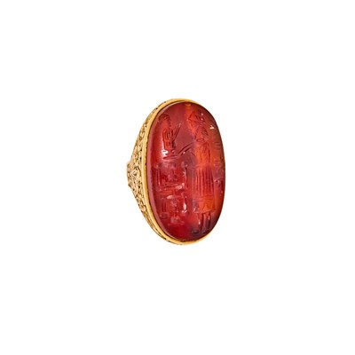 Lot 2210 - Gold and Carnelian Intaglio Ring