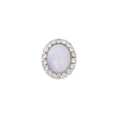 Lot 2203 - Two-Color Gold, Opal and Diamond Ring