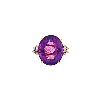 Lot 2291 - Gold, Amethyst and Diamond Ring