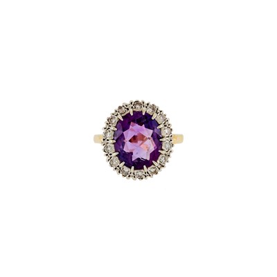 Lot 2176 - Two-Color Gold, Amethyst and Diamond Ring