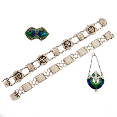 Lot 2293 - Group of Silver and Enamel Jewelry