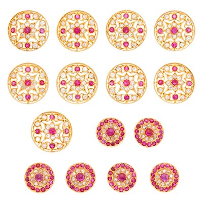 Lot 1105 - Group of Gold, Ruby and Diamond Buttons