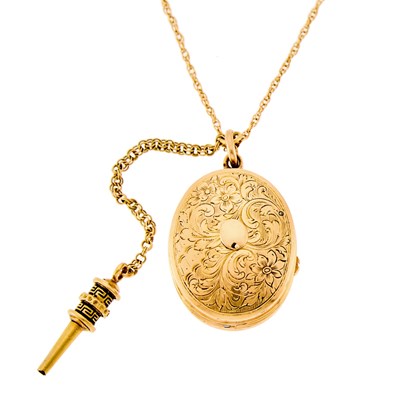 Lot 2063 - Gold Music Box Pendant with Chain Necklace