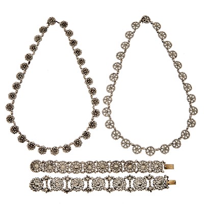 Lot 2192 - Two Cut Steel Bracelets and Necklaces