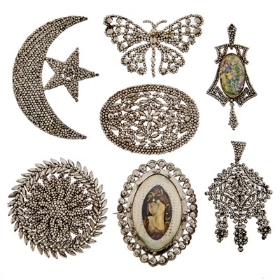 Lot 2195 - Group of Cut Steel Pendants and Brooches