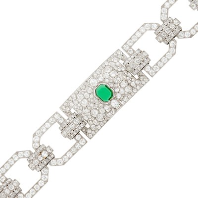 Lot 190 - Platinum, Emerald and Diamond Bracelet