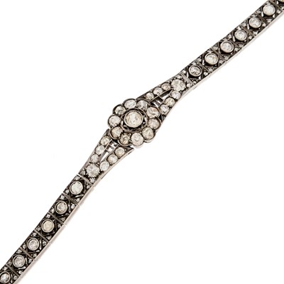 Lot 1177 - Silver, Gold and Diamond Bangle Bracelet
