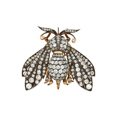 Lot 88 - Antique Silver, Gold and Diamond Bee Brooch