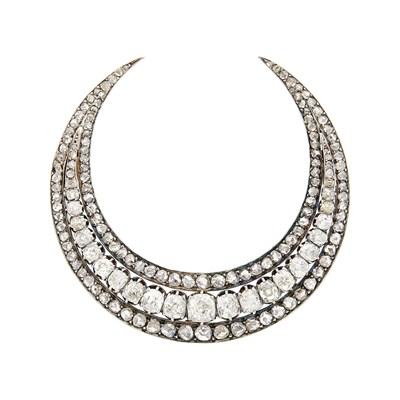 Lot 93 - Antique Silver, Gold and Diamond Crescent Brooch