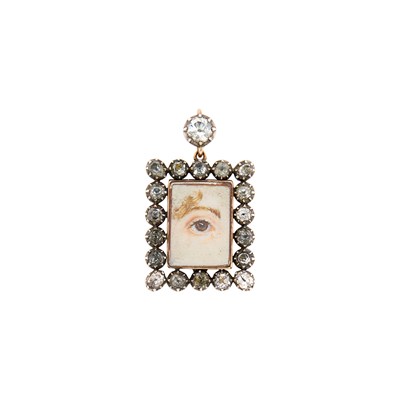 Lot 35 - Antique Low Karat Gold, Silver and White Topaz 'Lover's Eye' Pendant