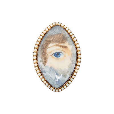 Lot 32 - Antique Low Karat Gold and Split Pearl 'Lover's Eye' Pendant-Brooch