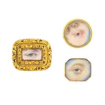 Lot 37 - Antique Three Gold 'Lover's Eye' Pins