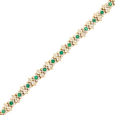Lot 63 - Gold, Emerald and Diamond Bracelet