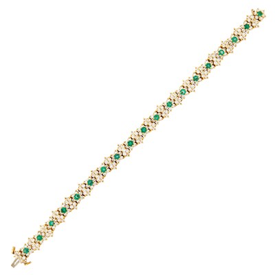 Lot 63 - Gold, Emerald and Diamond Bracelet