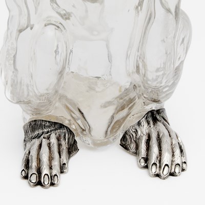 Lot 117 - Victorian Sterling Silver Mounted Glass Novelty Monkey Form Decanter