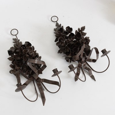 Lot 28 - Pair of Bronze Floral Form Sconces