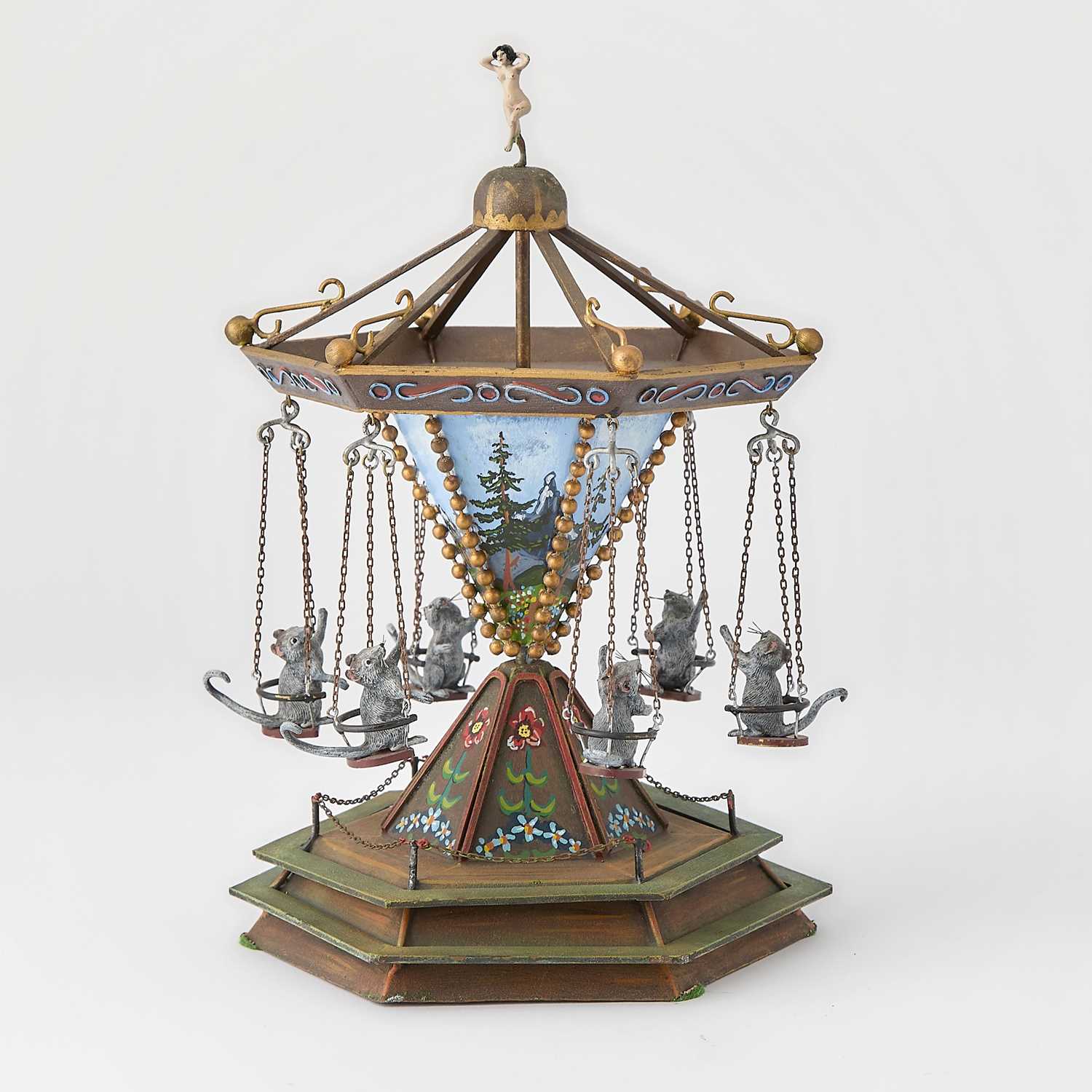 Lot 542 - Vienna Cold-Painted Bronze and Metal Mouse Carousel
