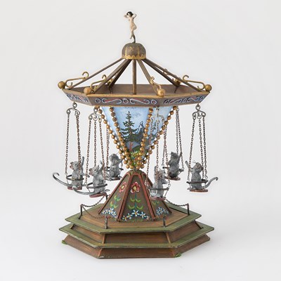 Lot Vienna Cold-Painted Bronze and Metal Mouse Carousel