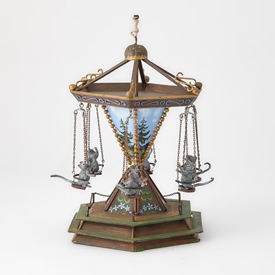 Lot 542 - Vienna Cold-Painted Bronze and Metal Mouse Carousel