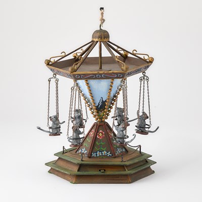 Lot 542 - Vienna Cold-Painted Bronze and Metal Mouse Carousel